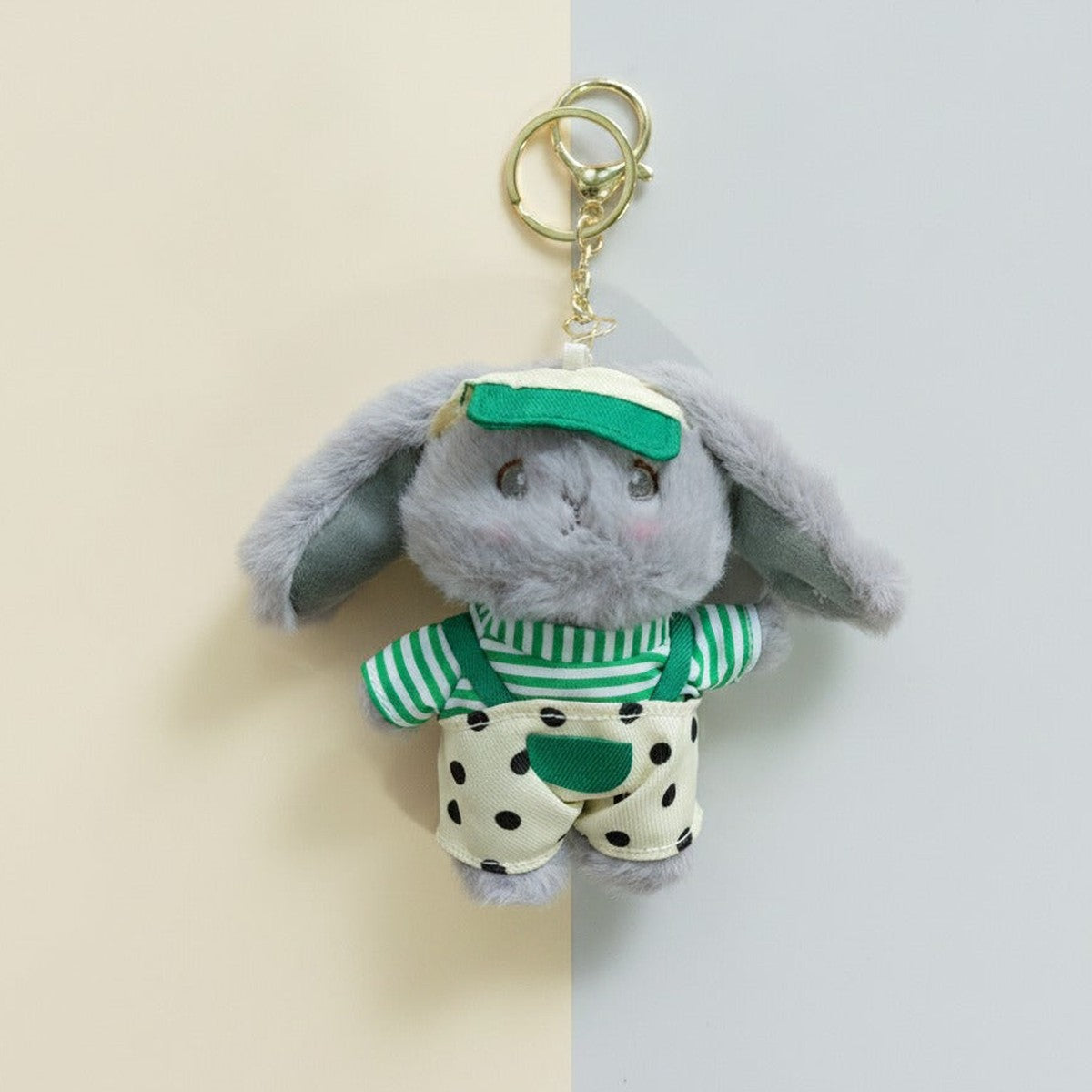 Plush Bunny Overalls Keychain – novelty & toys (view 1)