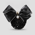 Floral Mesh Bow Hair Claw - Black Floral