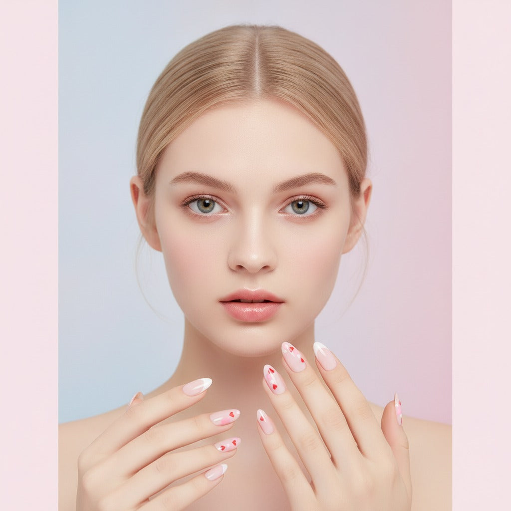 Sweetheart Nail Art Press-On Set - Nude Heart