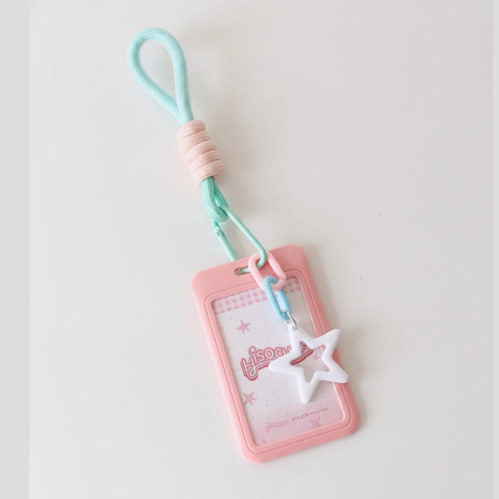 Star Charm Beaded Rope Keychain - Pink – novelty & toys (view 1)
