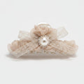 Pearl Beaded Bow Hair Claw Clip - Light Caramel – hair accessories (view 1)