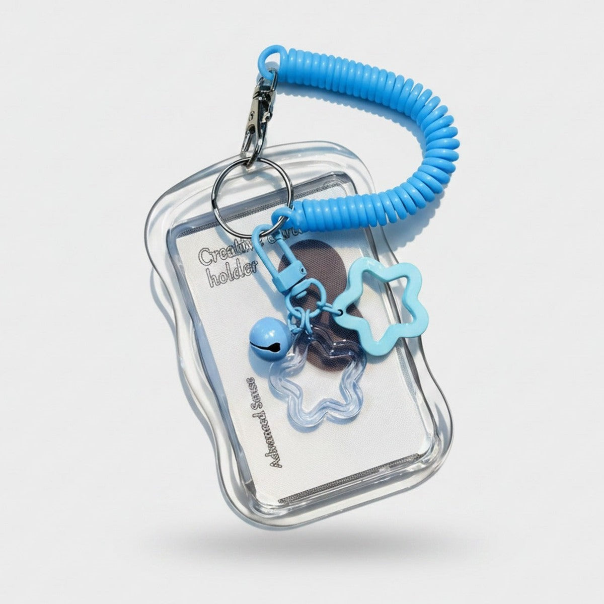 Clear Blue Spiral Card Holder with Star Charm – novelty & toys (view 1)