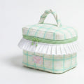 Cosmetic Bag With Ruffle Trim - Green Gingham – bags & wallets (view 1)