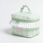 Cosmetic Bag With Ruffle Trim - Green Gingham – bags & wallets (view 1)