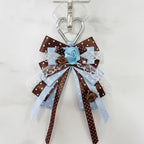 Rosette Ribbon Bow Bag Charm - Blue
