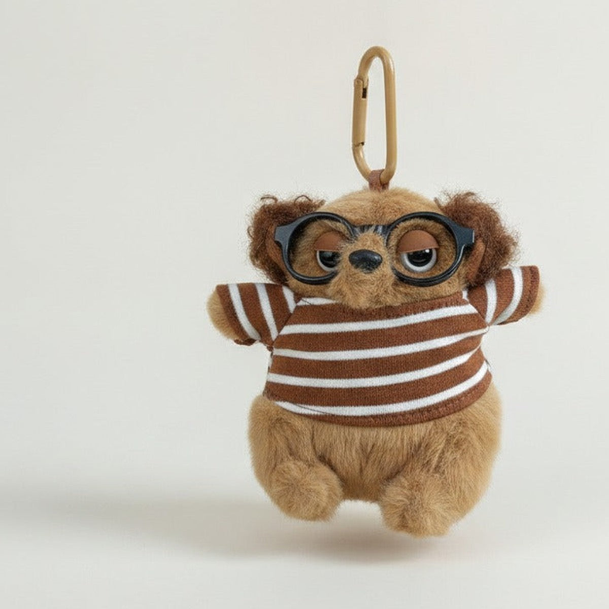 Striped Plush Character Keychain with Glasses – novelty & toys (view 1)