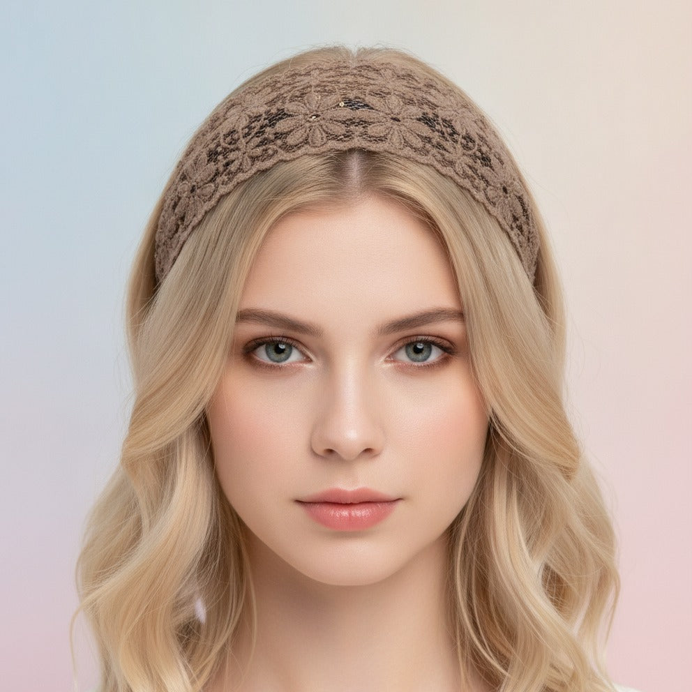 Lace Padded Headband - Khaki