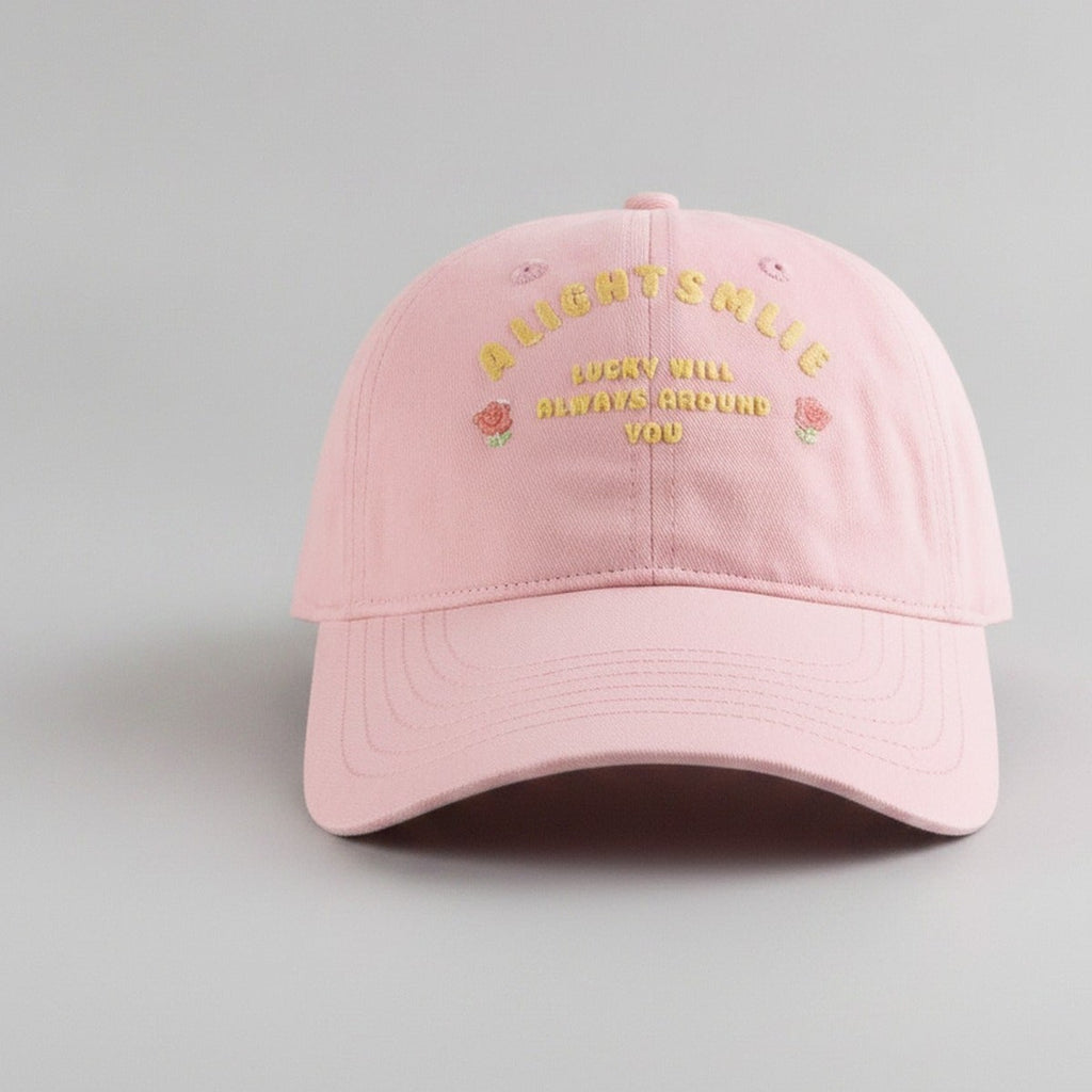 Embroidered Rose Baseball Cap - Pink – apparel accessories (view 1)