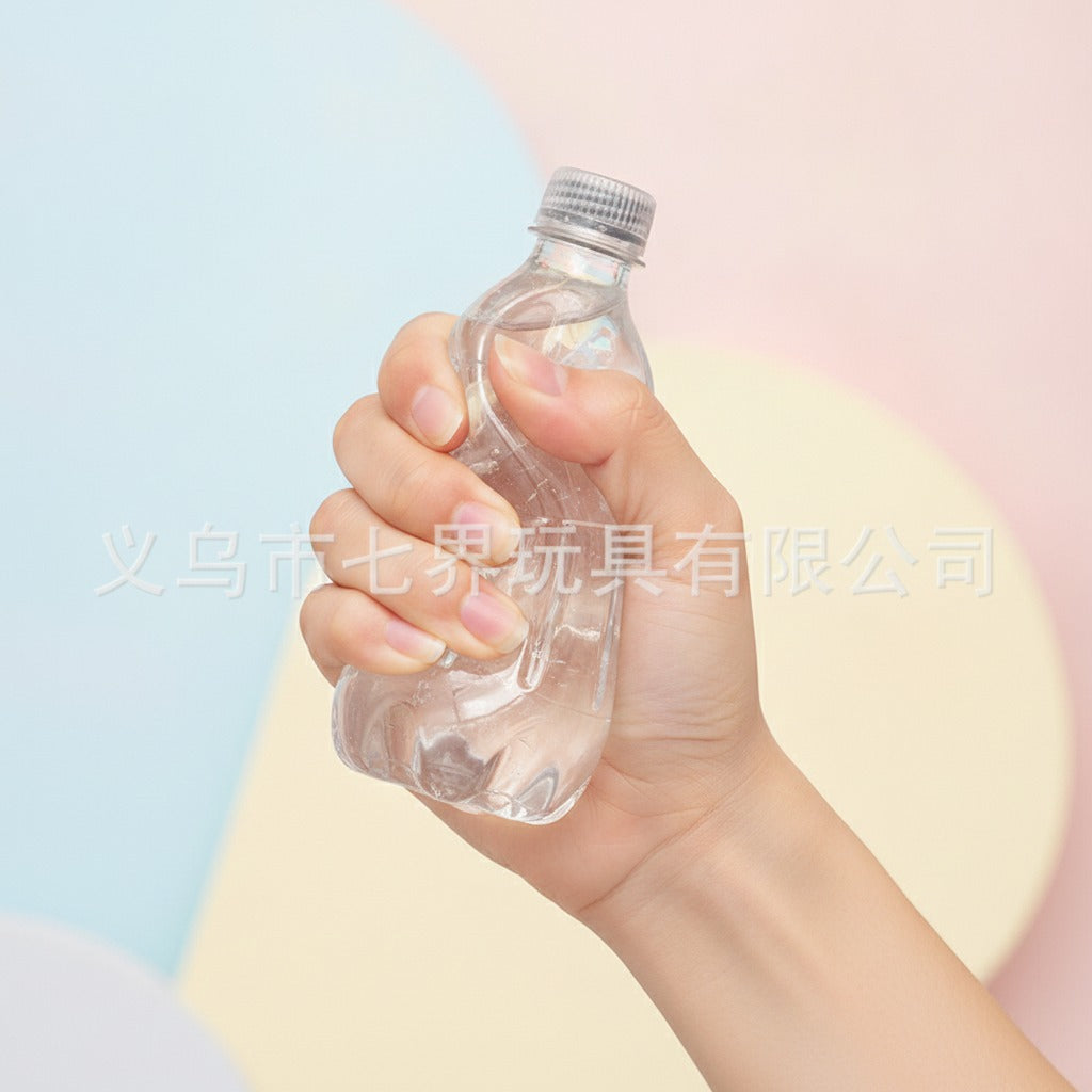 Water Bottle Squishy Toy - Clear - squeeze in hand