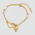 Gold Chain Bracelet With Heart Charm – jewelry (view 1)