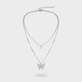 Silver Butterfly Layered Chain Necklace – jewelry (view 1)