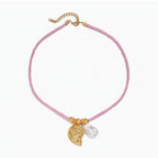 Starfish & Shell Charm Rope Necklace - Light Blue