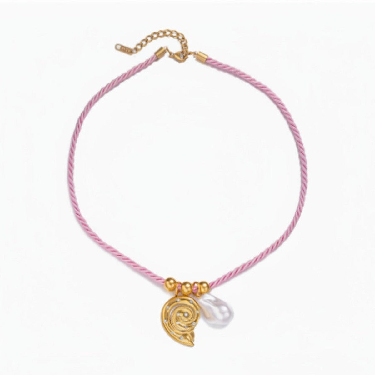 Starfish & Shell Charm Rope Necklace - Light Blue