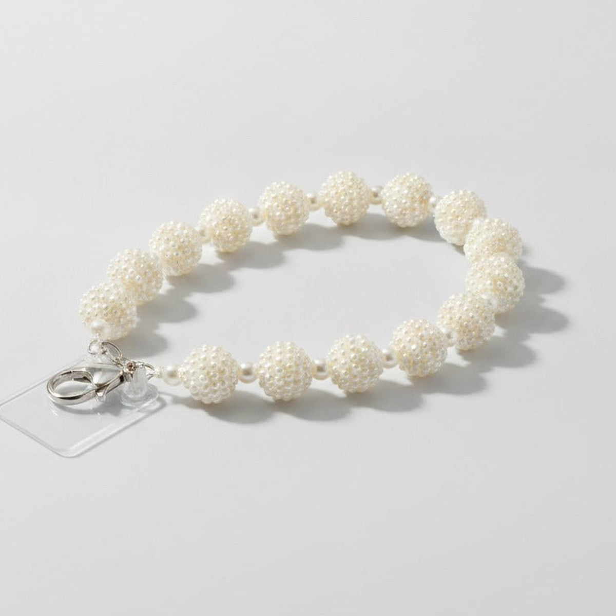 Bumpy Pearl Beaded Keychain - Cream Pearl