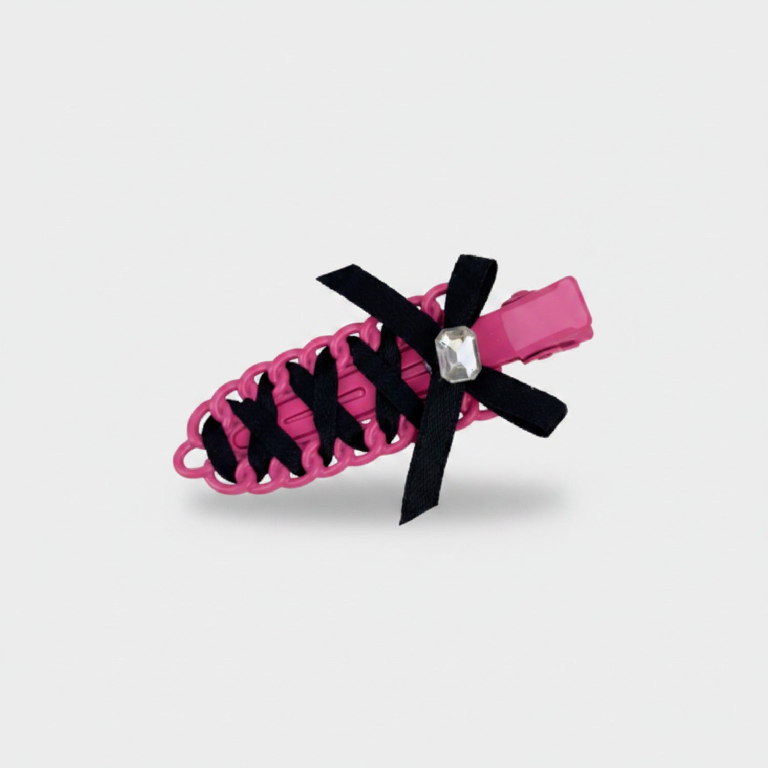 Black Bow Pink Claw Hair Clip Pink