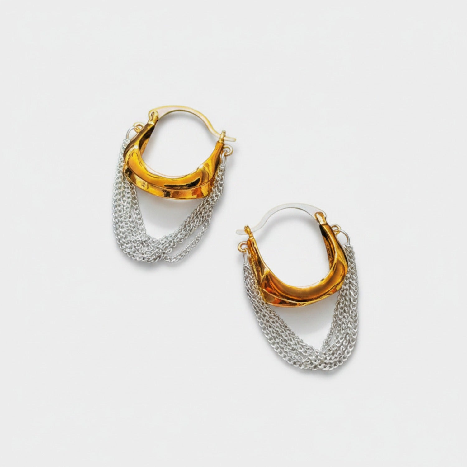 Gold & Silver Mesh Chain Hoops Gold & Silver