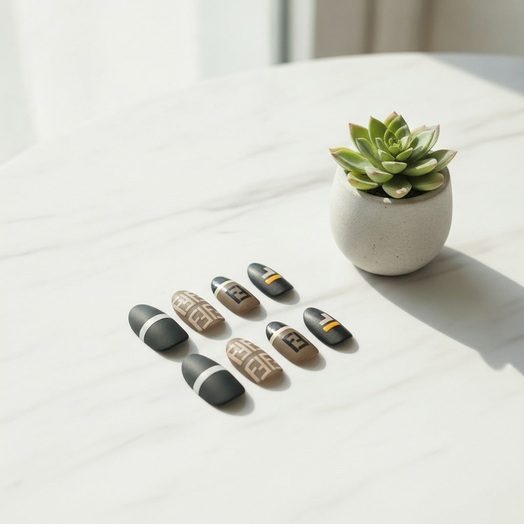 Designer-Inspired Nail Art Set - Mixed Print