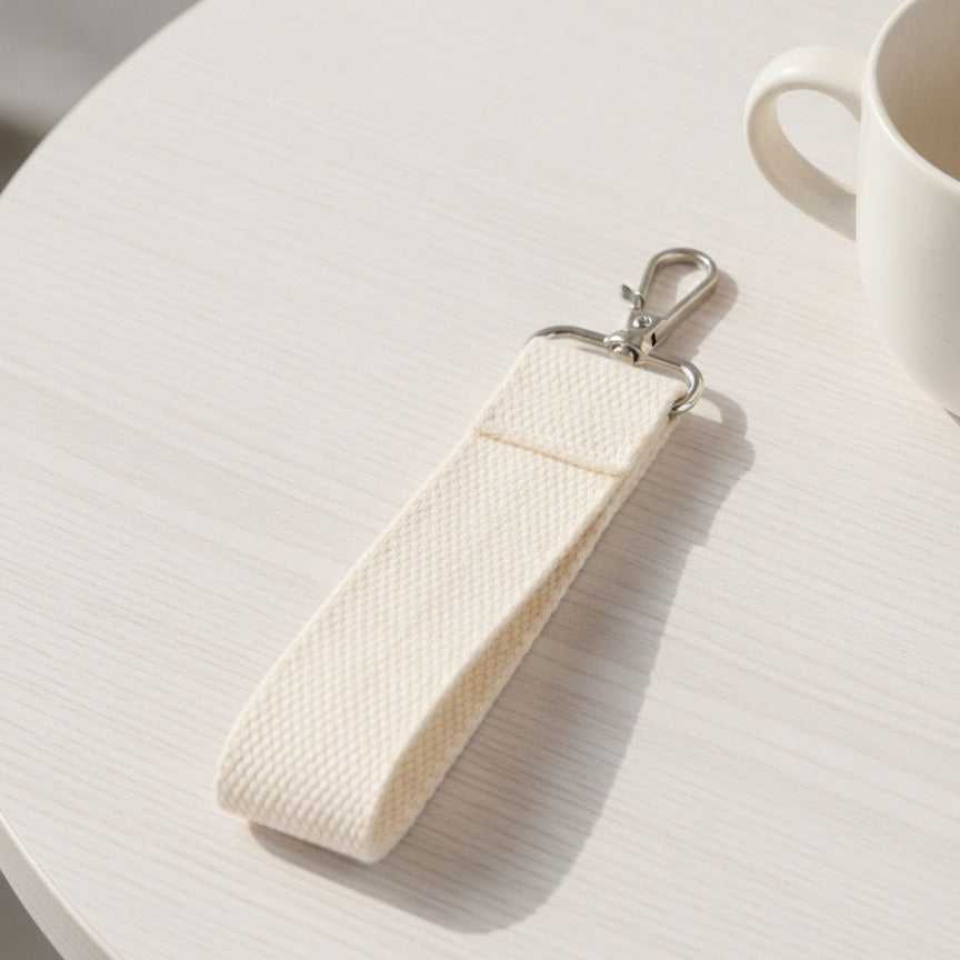 Textured Keychain Pouch Kit - Silver Hook White