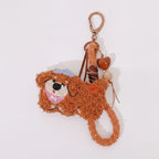 Fuzzy Pup Charm Keychain - Caramel