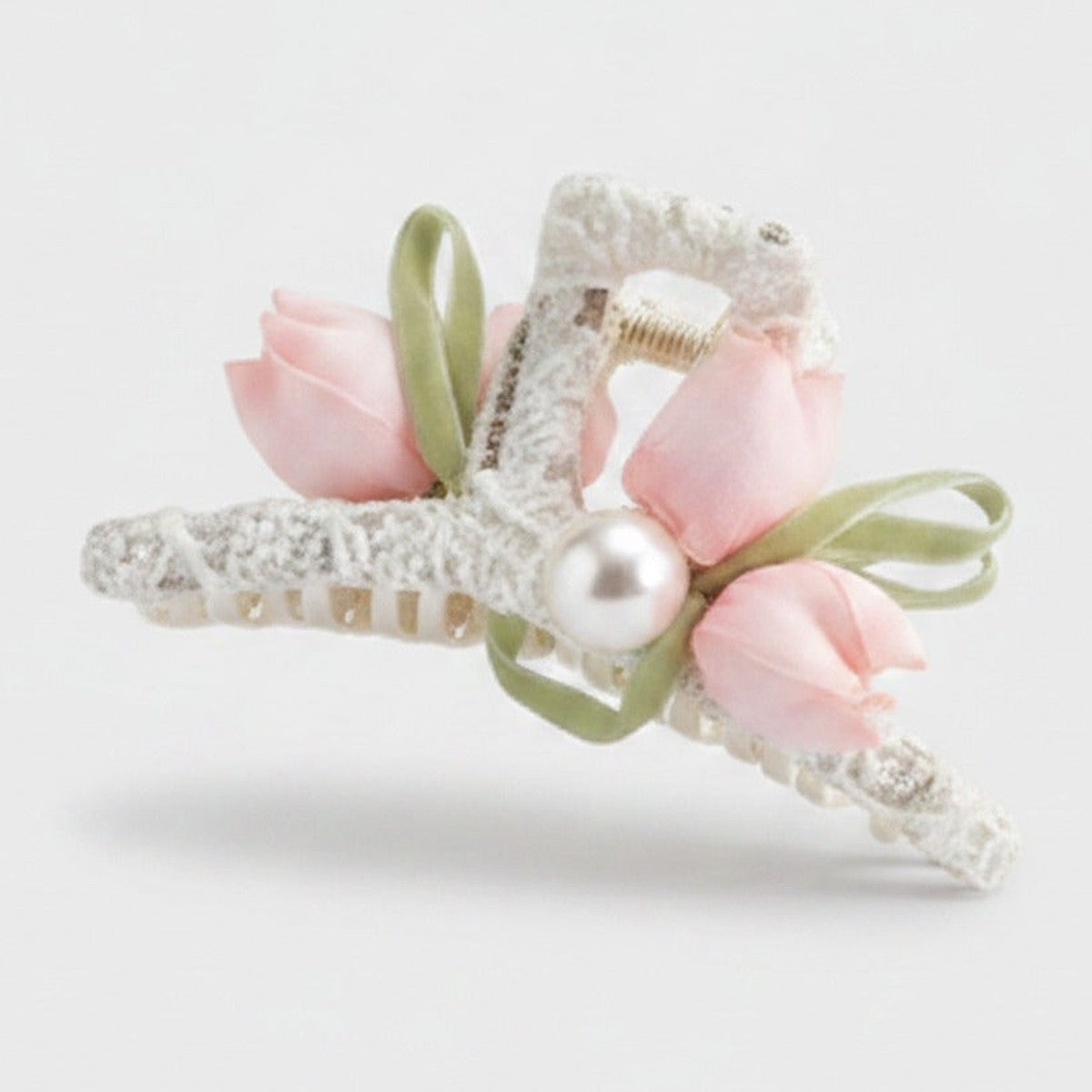 Pink Flower Pearl Hair Claw Clip – hair accessories (view 1)