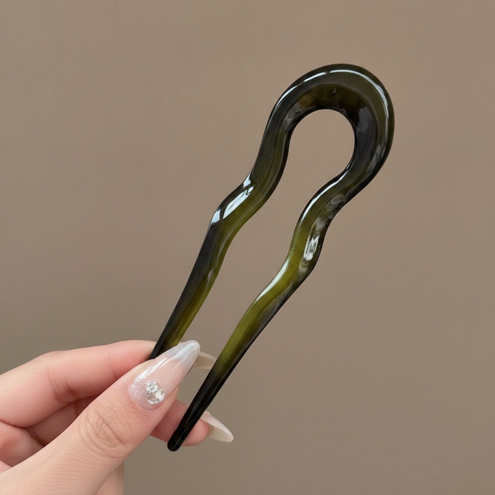 Curved Minimalist Hair Claw - Dark Green