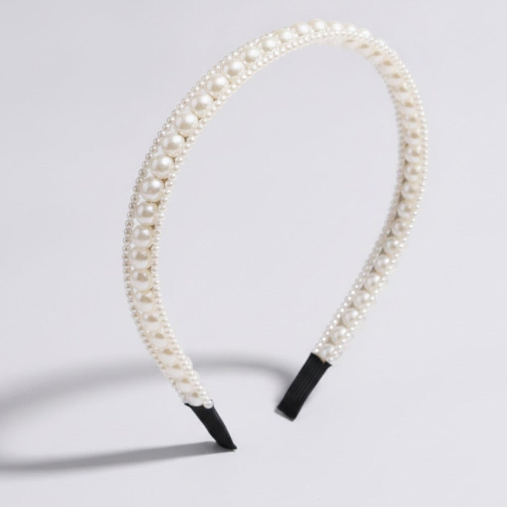 Layered Pearl Beaded Headband - Cream Pearl