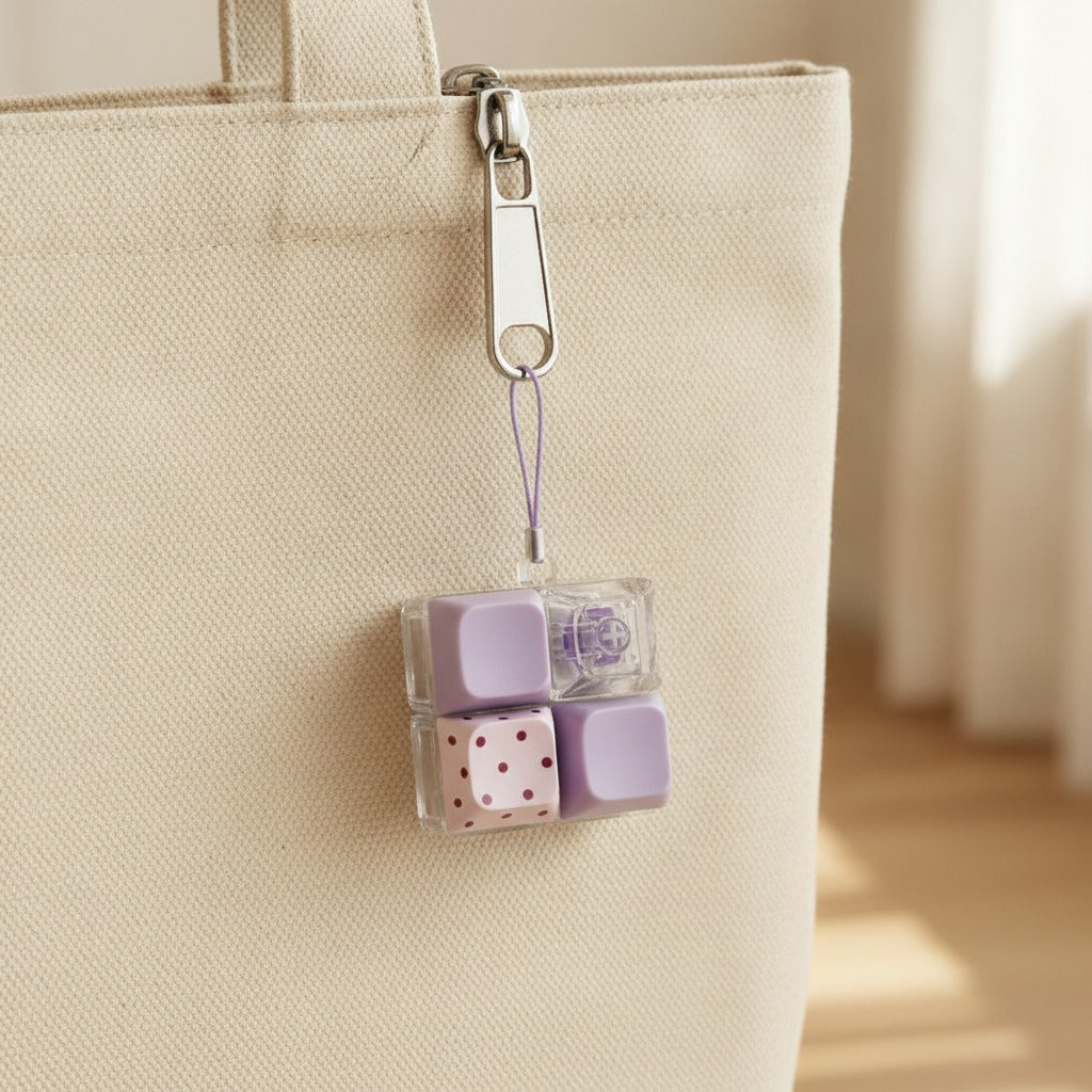 Mini Keyboard Cap Keychain - Purple Dot