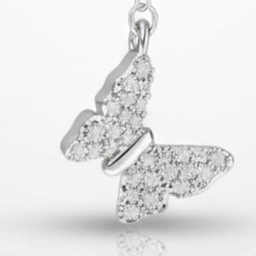 Silver Butterfly Charm Chain Lariat Necklace – jewelry (view 1)