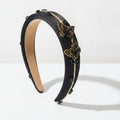 Velvet Butterfly Embellished Padded Headband - Black – hair accessories (view 1)