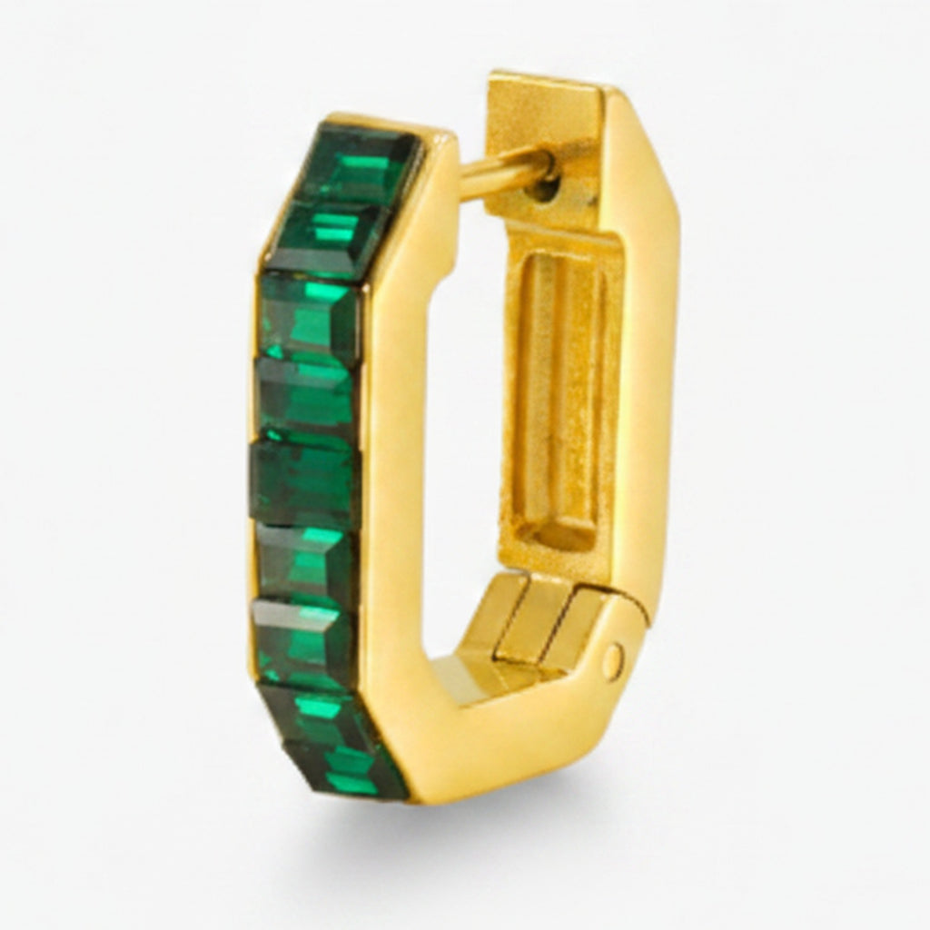 Gem Chunky Hoop Earrings - Emerald Green – jewelry (view 1)