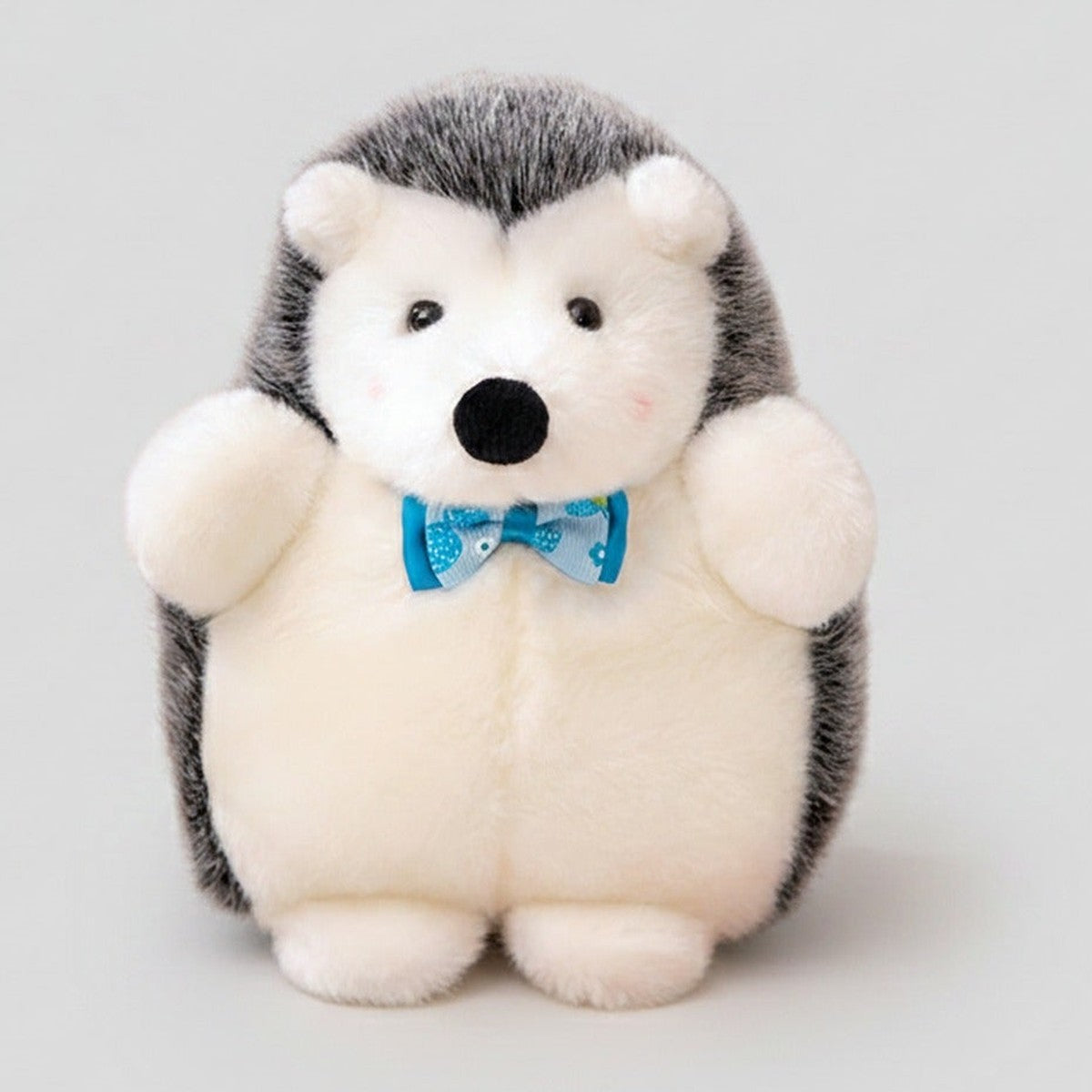 Adorable Gray & White Hedgehog Plush With Blue Bow – novelty & toys (view 1)
