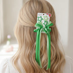 Star & Bow Hair Clip Set Dual Green