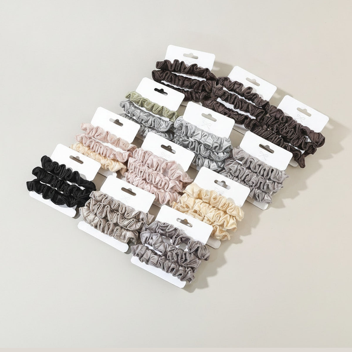 Brown Ribbed Scrunchie Hair Clips Set – hair accessories (view 1)