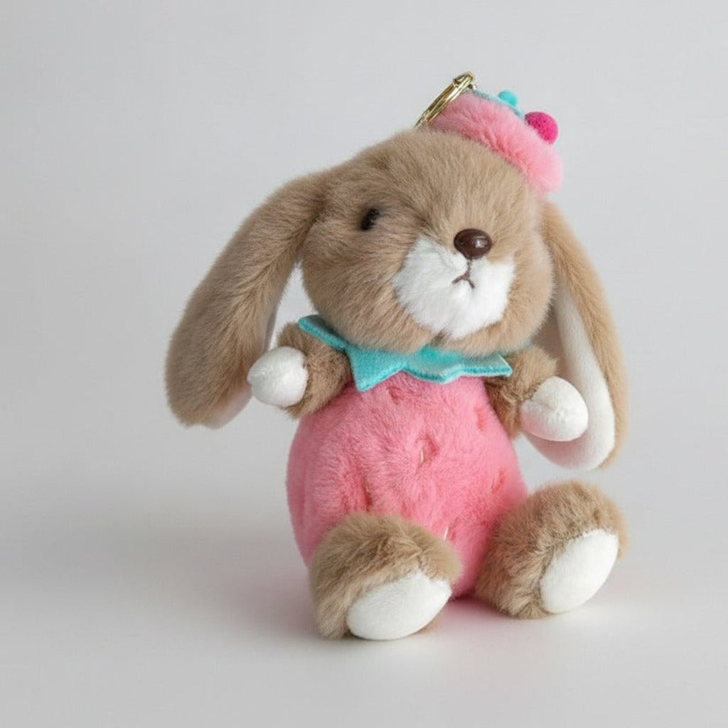Fuzzy Bunny Keychain - Deep Pink