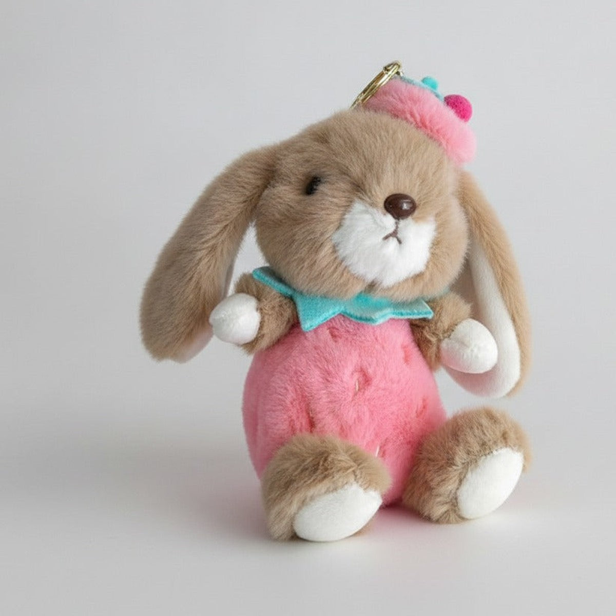 Fuzzy Bunny Keychain - Deep Pink
