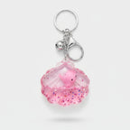 Pink Glitter Shell Acrylic Keyring with Pearl Charm – novelty & toys (view 1)