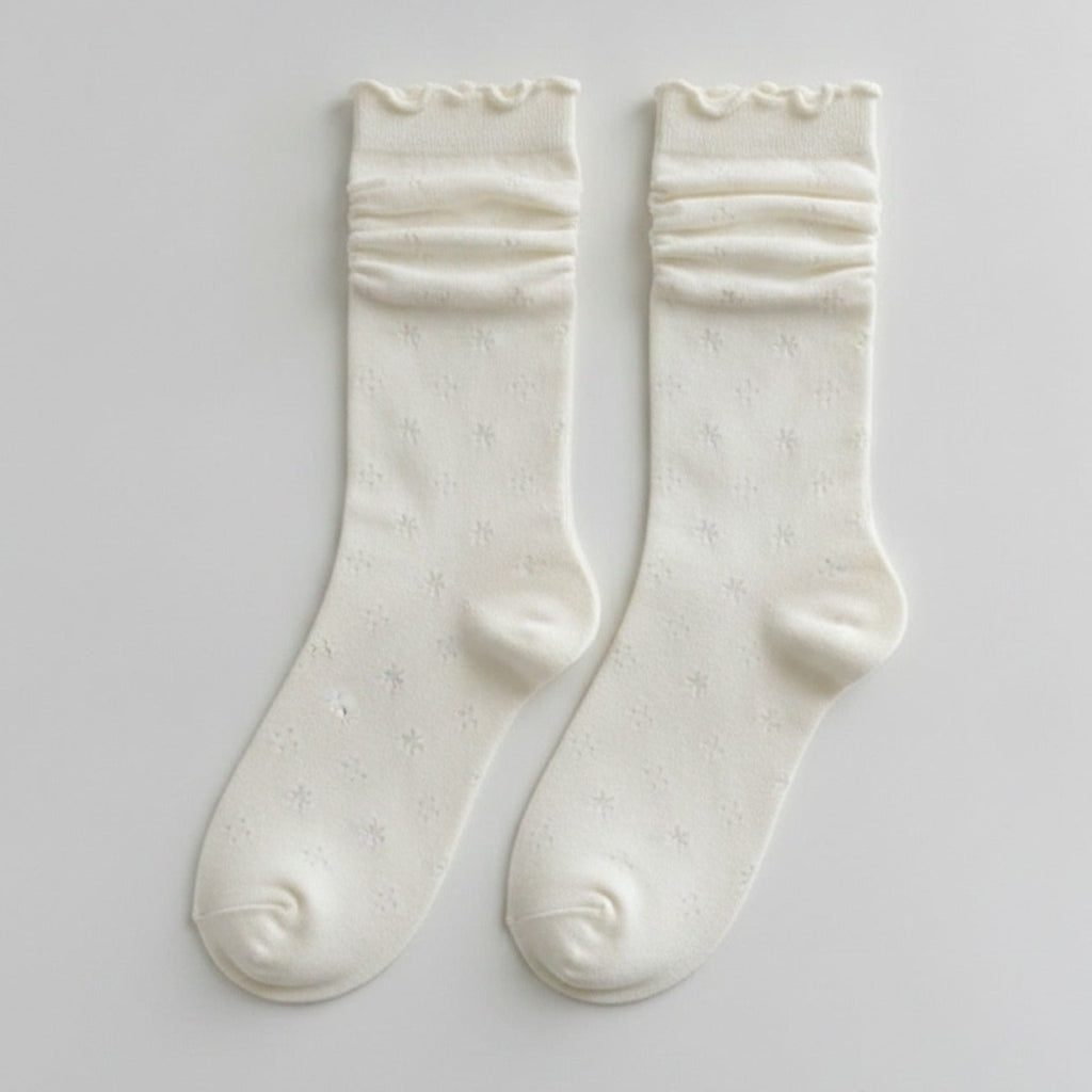 Cream Daisy Ruffle Crew Socks – apparel accessories (view 1)