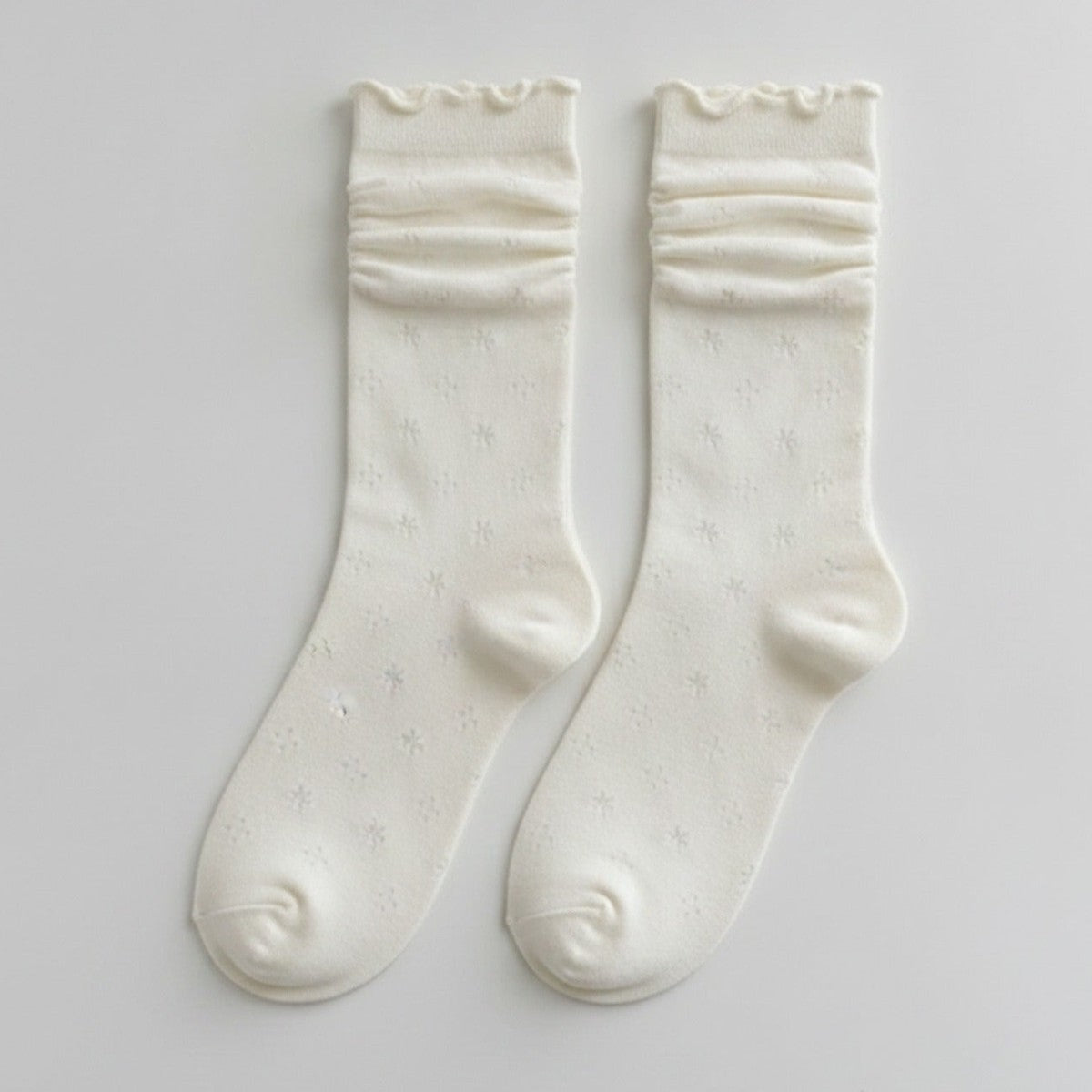 Cream Daisy Ruffle Crew Socks – apparel accessories (view 1)