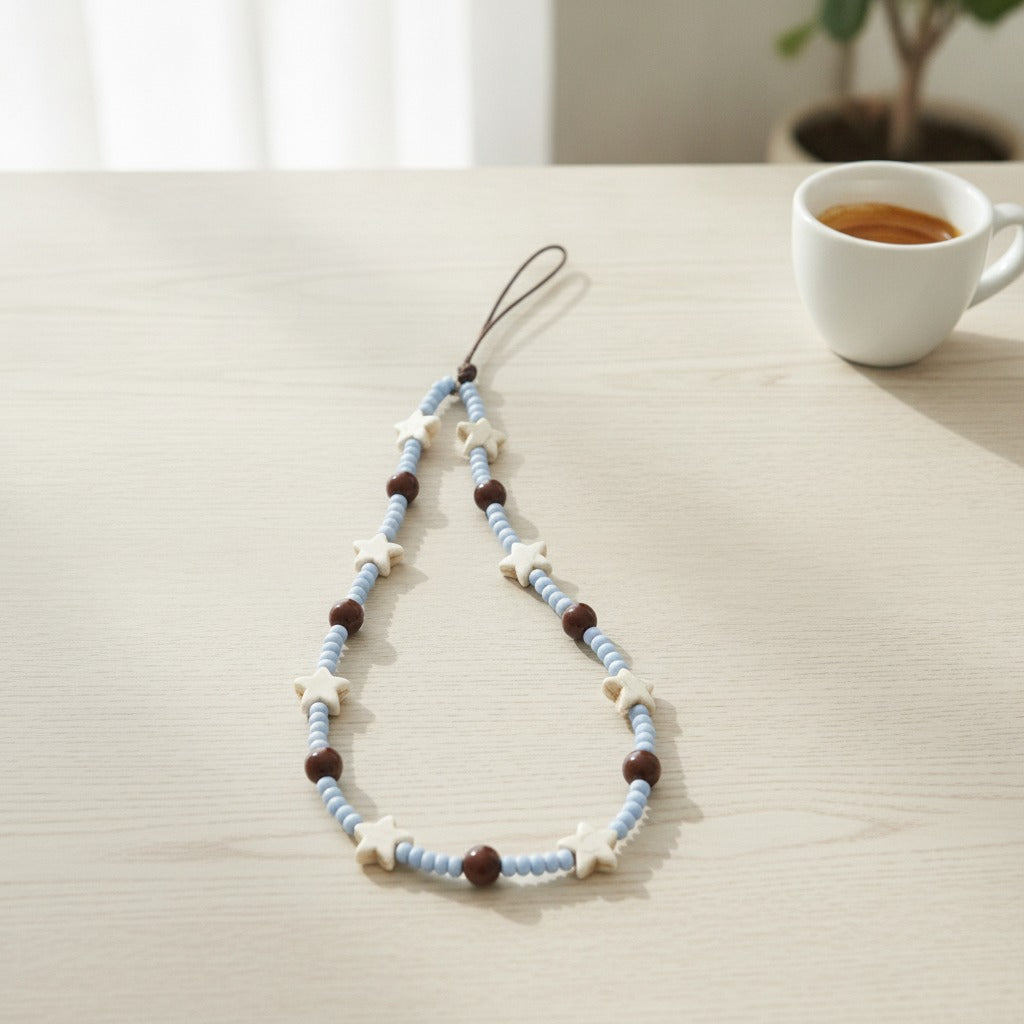 Beaded Star Charm Keychain - Turquoise Star