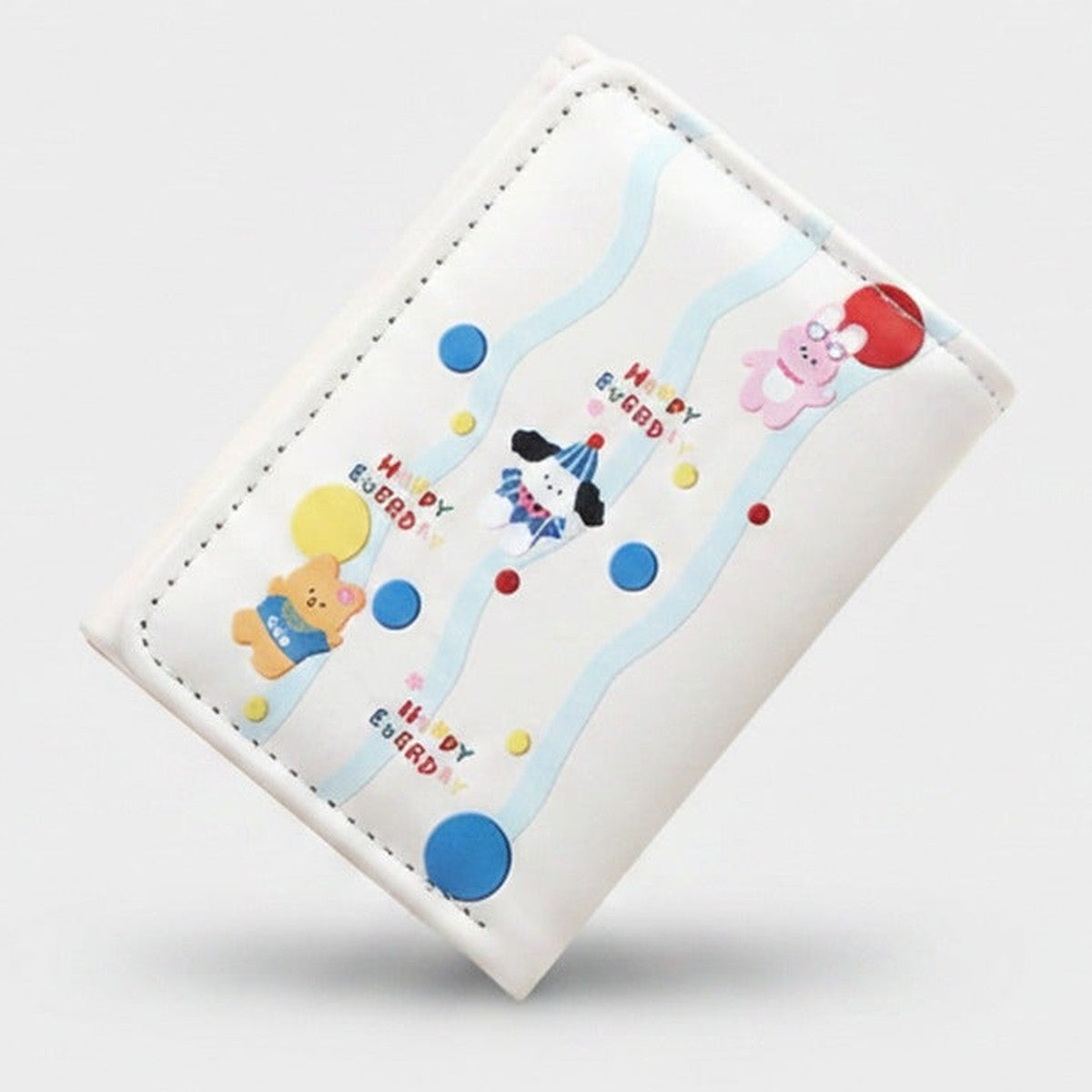 Cute Cartoon Character Tri-Fold Wallet With Colorful Balloons – bags & wallets (view 1)