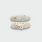 Watercolor Floral Pearl Hair Clip Set Yellow Floral