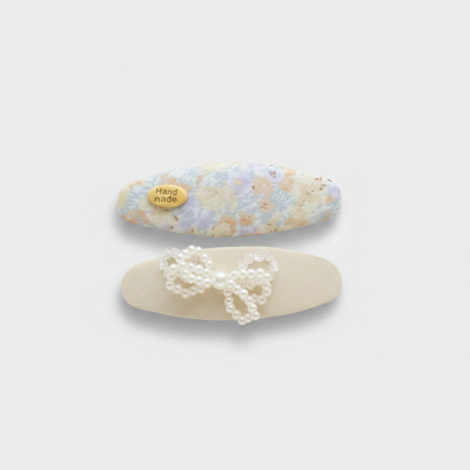 Watercolor Floral Pearl Hair Clip Set Yellow Floral