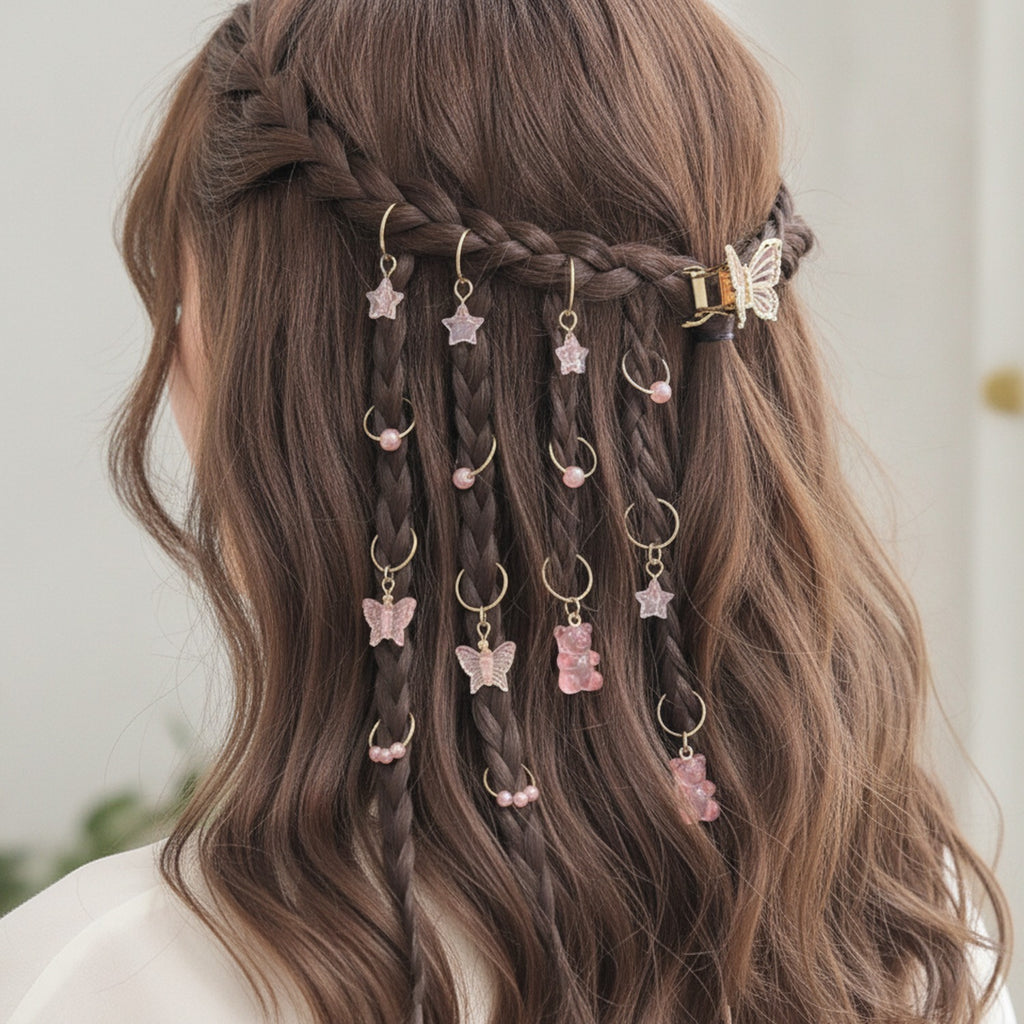 Pink Charm Hair Clips Set Pink Sparkle