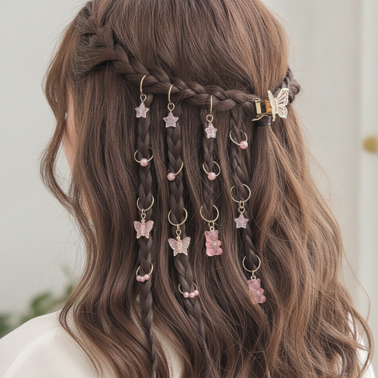 Pink Charm Hair Clips Set Pink Sparkle