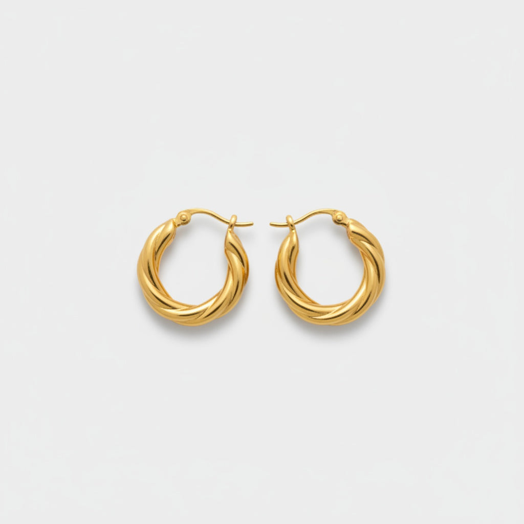 Twisted Gold Hoop Earrings Gold