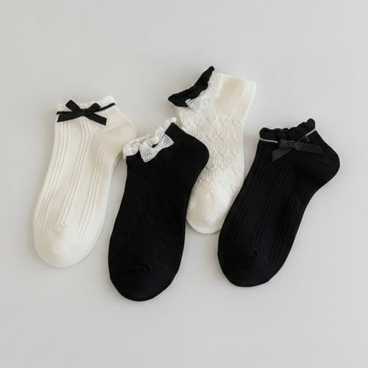 Black Lace Bow Ankle Socks – apparel accessories (view 1)