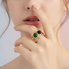 Colorblock Stone Cuff Ring - Gold Multi
