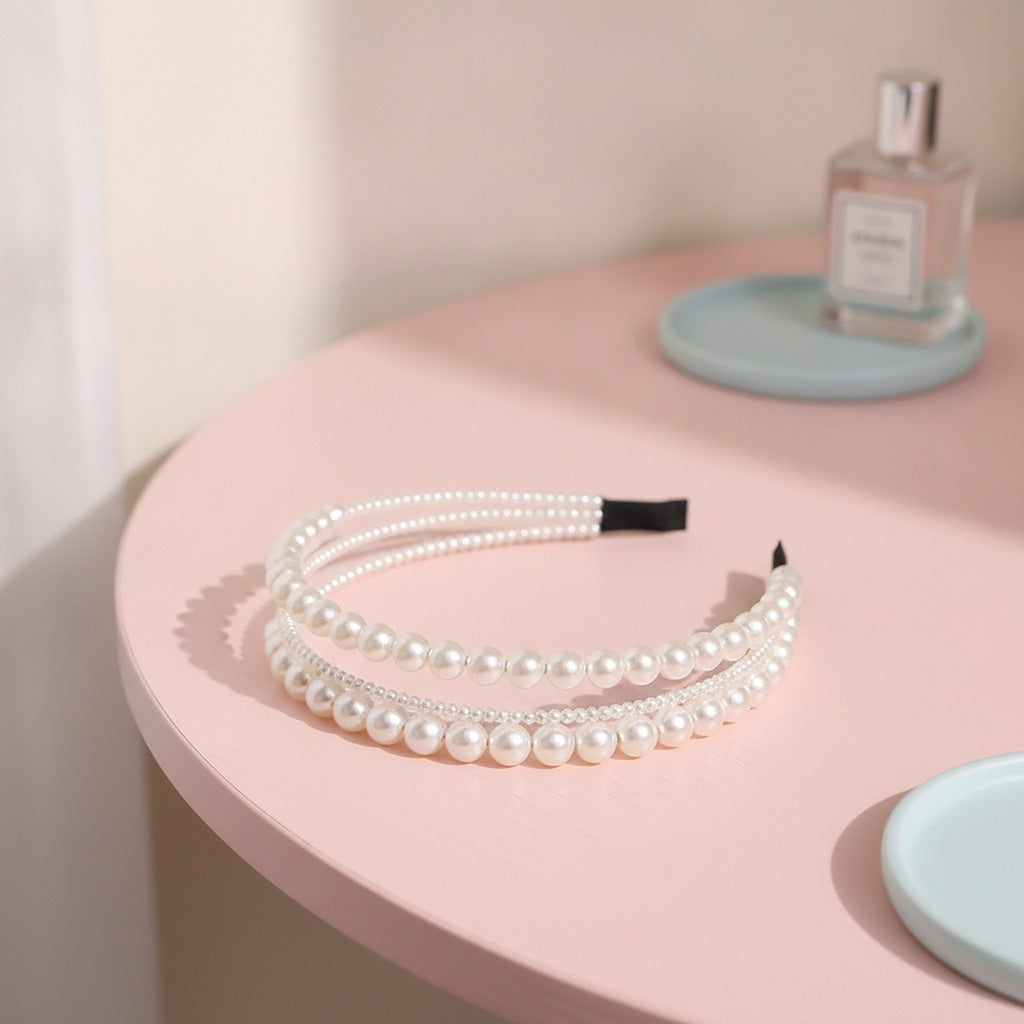 Dual Pearl Beaded Headband