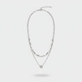 Silver Layered Chain Necklace With Sphere Pendant – jewelry (view 1)