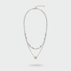 Silver Layered Chain Necklace With Sphere Pendant – jewelry (view 1)